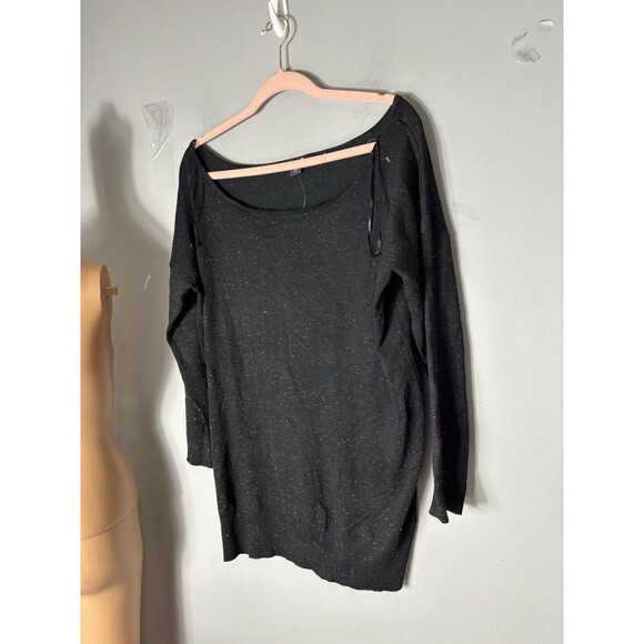 Metaphor Women’s XL Black Sweater Top with Silver Metallic Threads Sparkle Knit - Picture 1 of 12